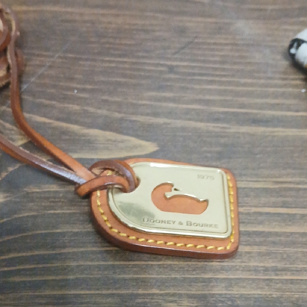 Dooney & Bourke Gold and Tan Leather Key Holder ,bag Tag